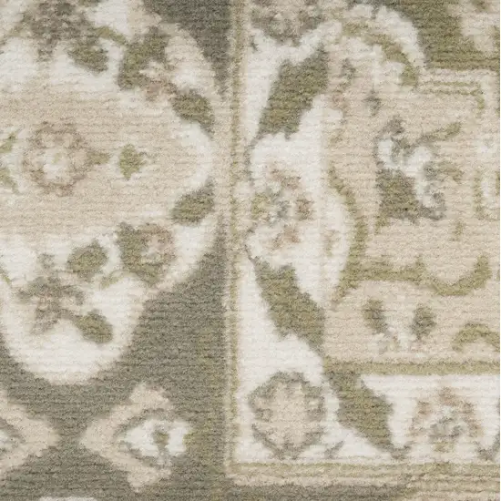 Green and Ivory Medallion Power Loom Distressed Area Rug Photo 6