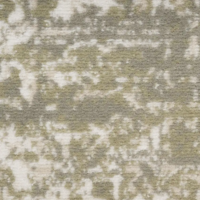 Green and Ivory Medallion Power Loom Distressed Area Rug Photo 4