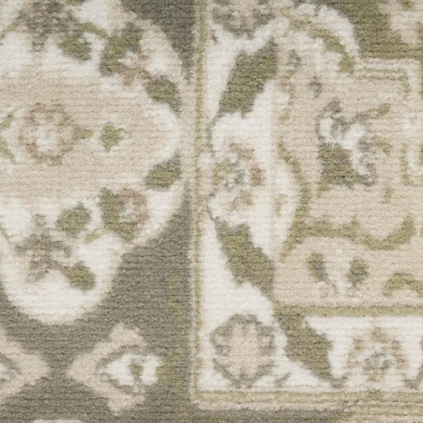 Green and Ivory Ogee Power Loom Distressed Area Rug Photo 6