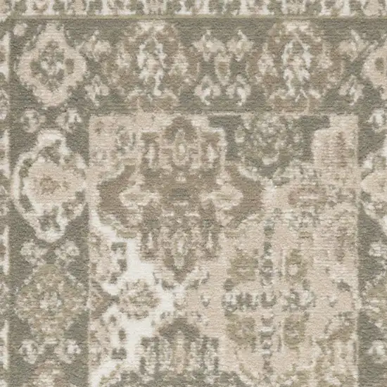 Green and Ivory Ogee Power Loom Distressed Area Rug Photo 7