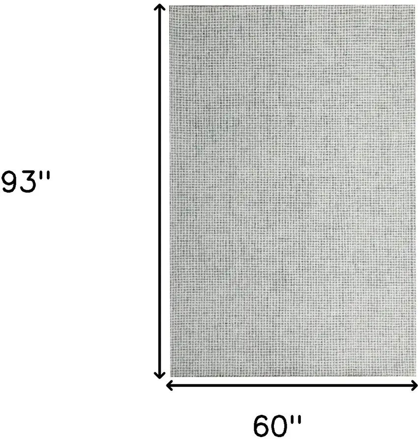 Green and Ivory Wool Checkered Hand Tufted Area Rug Photo 3