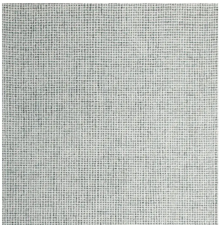 Green and Ivory Wool Checkered Hand Tufted Runner Rug Photo 6