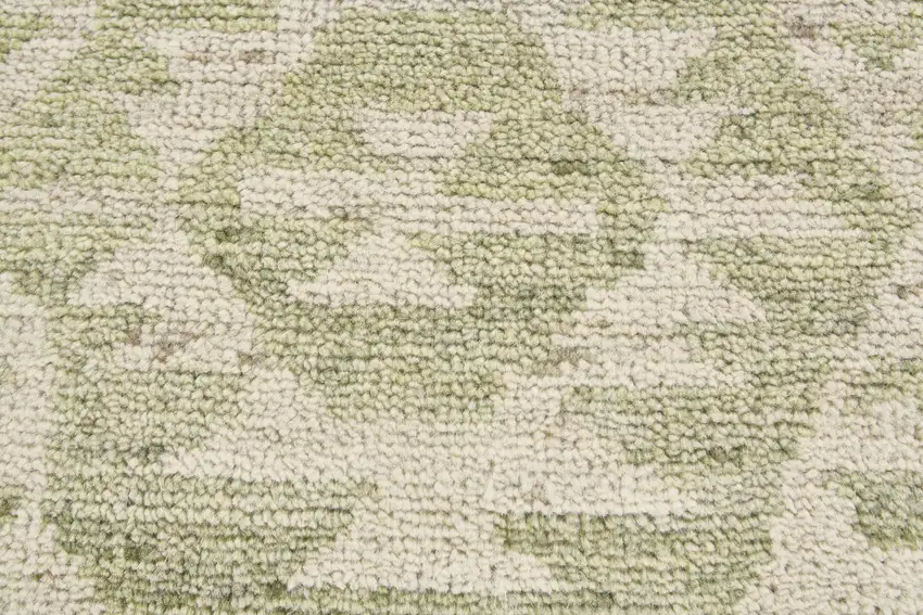 Green and Ivory Wool Southwestern Hand Knotted Area Rug Photo 9