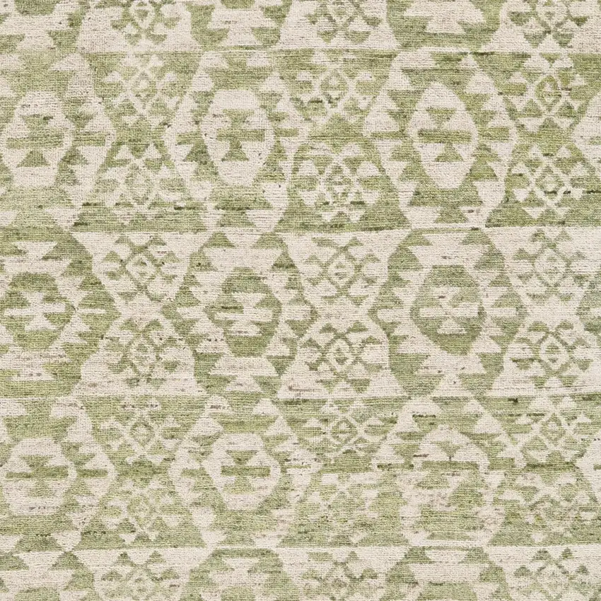 Green and Ivory Wool Southwestern Hand Knotted Area Rug Photo 8