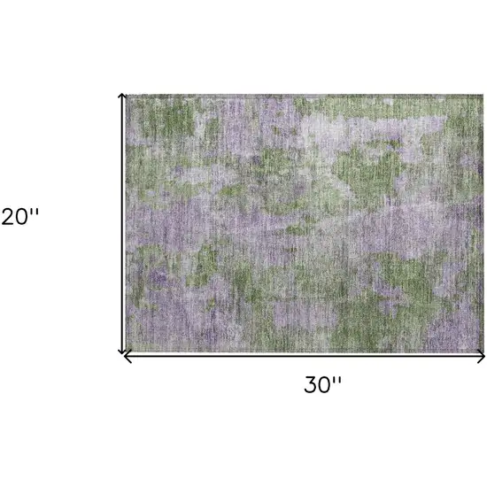 Green and Purple Abstract Washable Non Skid Indoor Outdoor Area Rug Photo 3
