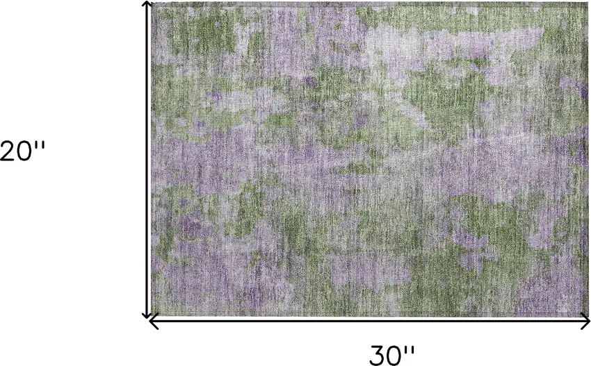 Green and Purple Abstract Washable Non Skid Indoor Outdoor Area Rug Photo 3