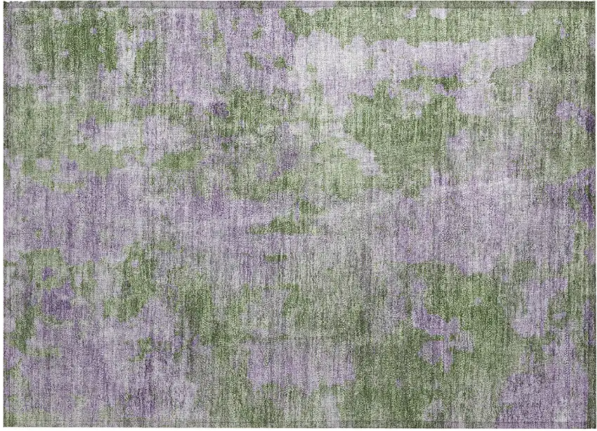 Green and Purple Abstract Washable Non Skid Indoor Outdoor Area Rug Photo 2