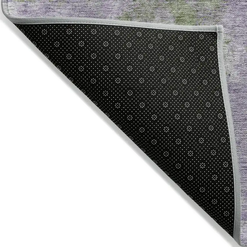 Green and Purple Abstract Washable Non Skid Indoor Outdoor Area Rug Photo 5