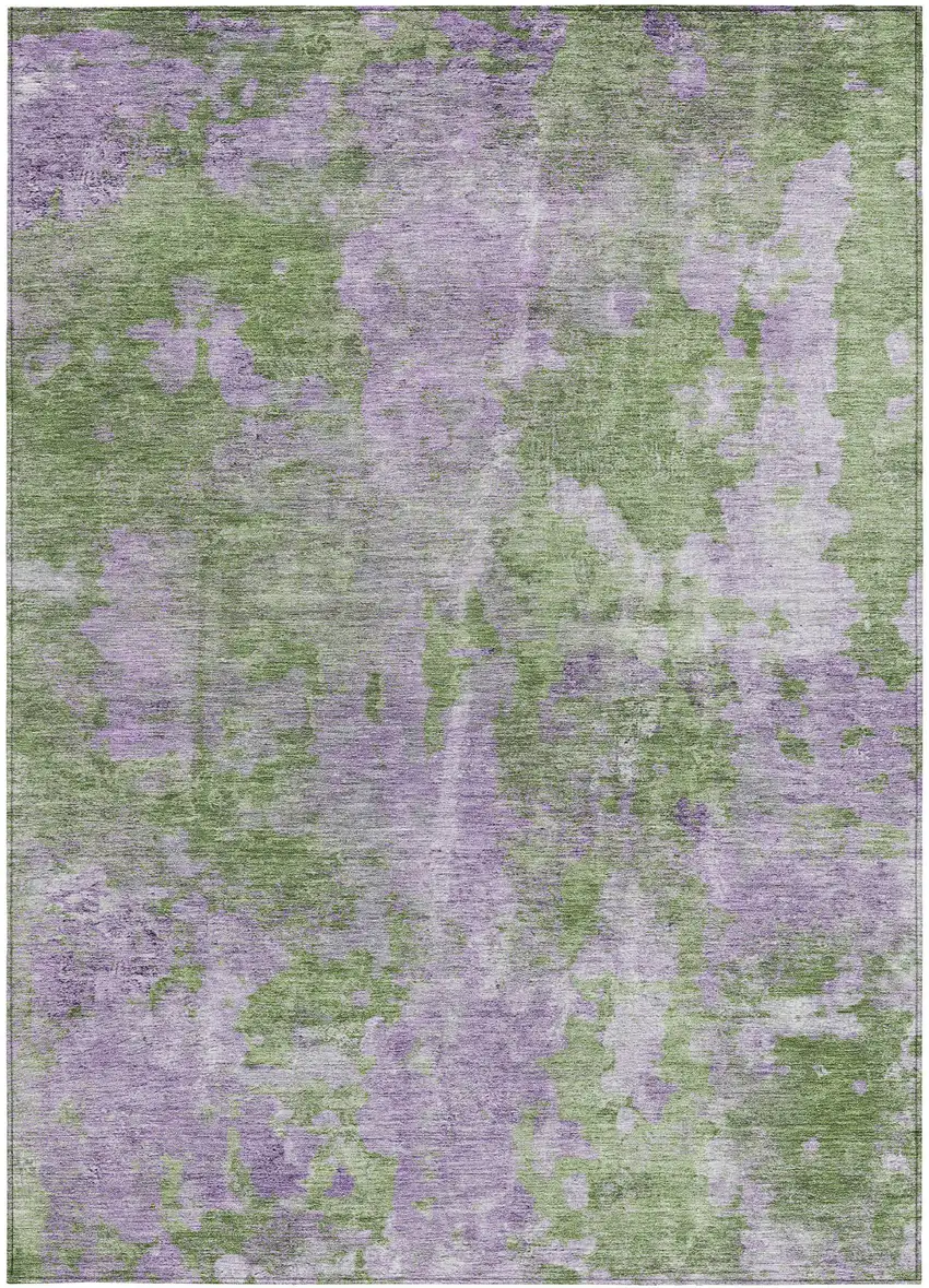Green and Purple Abstract Washable Non Skid Indoor Outdoor Area Rug Photo 5