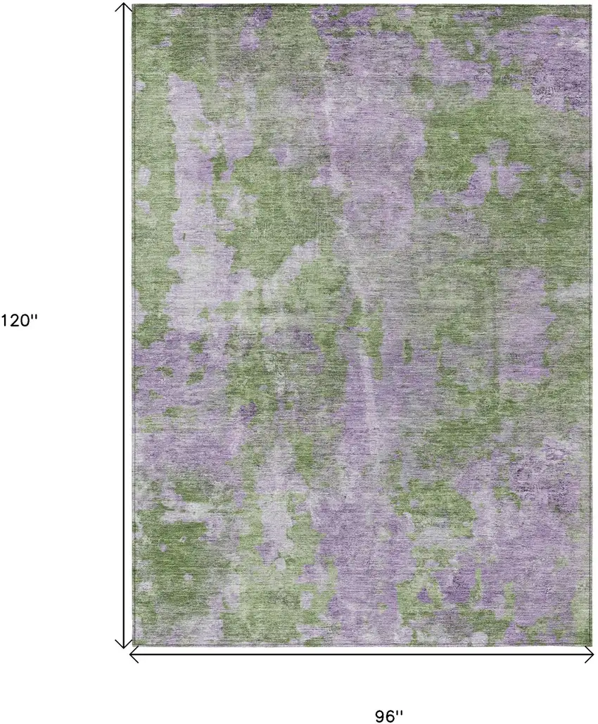Green and Purple Abstract Washable Non Skid Indoor Outdoor Area Rug Photo 3