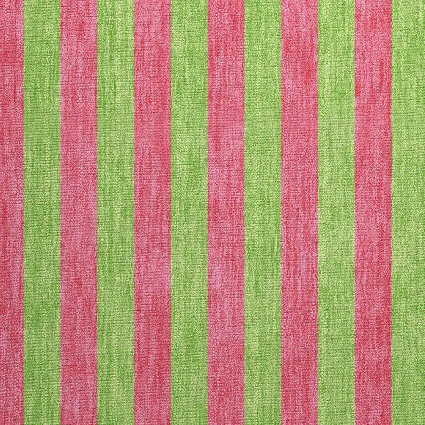 Green and Red Striped Washable Non Skid Indoor Outdoor Area Rug Photo 5