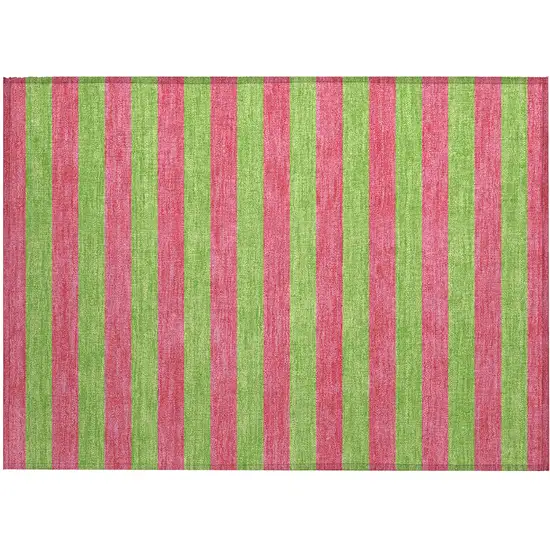 Green and Red Striped Washable Non Skid Indoor Outdoor Area Rug Photo 2