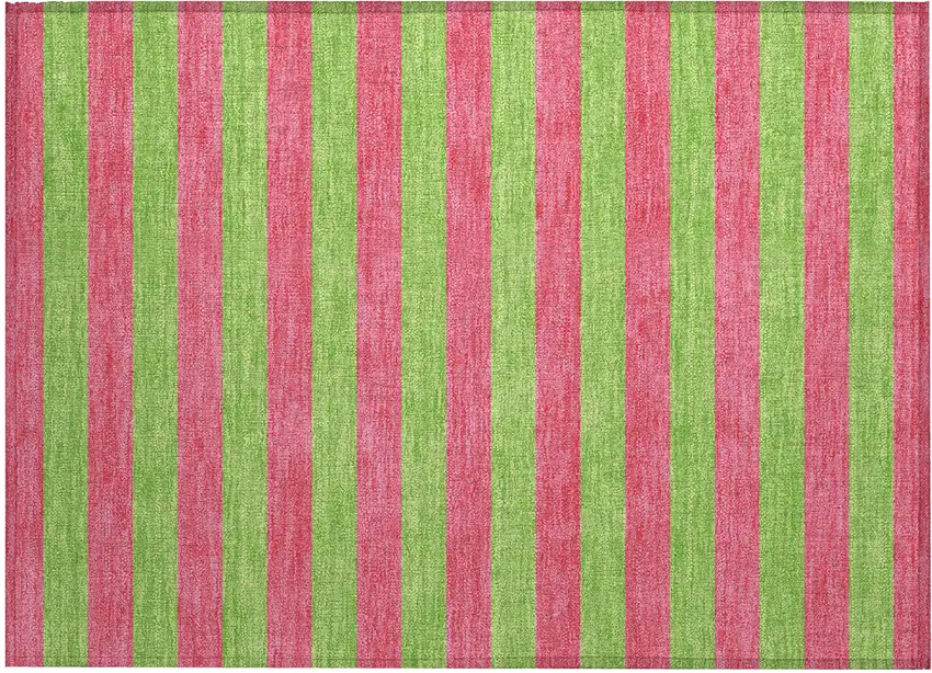 Green and Red Striped Washable Non Skid Indoor Outdoor Area Rug Photo 2