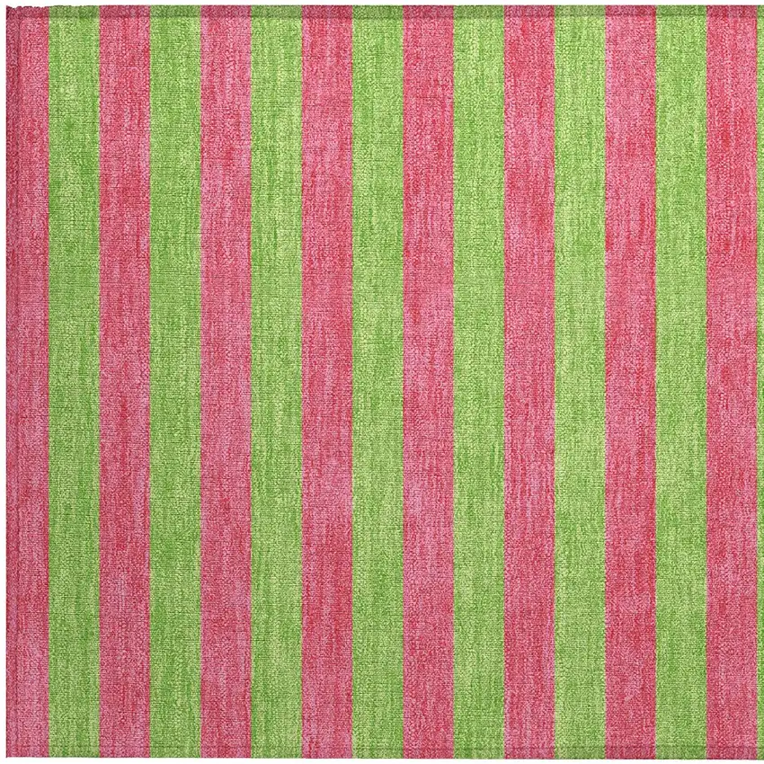 Green and Red Striped Washable Non Skid Indoor Outdoor Area Rug Photo 7
