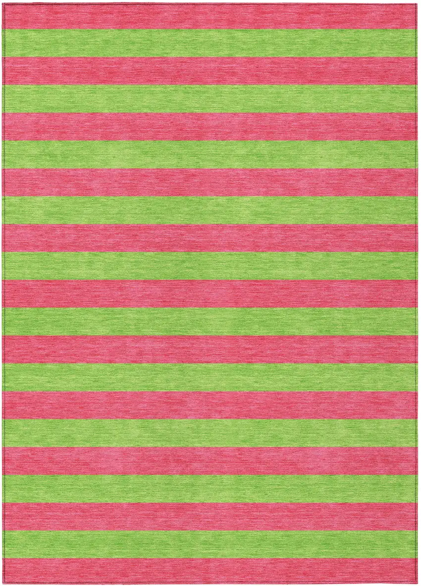 Green and Red Striped Washable Non Skid Indoor Outdoor Area Rug Photo 2