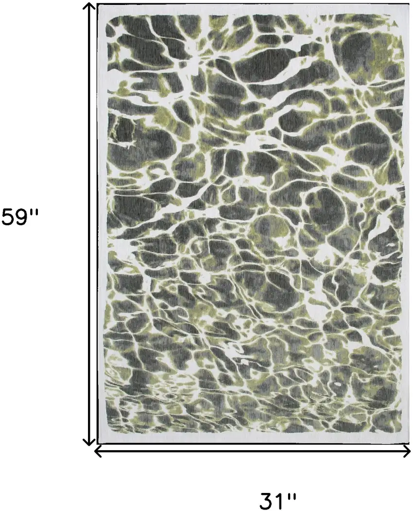 Green and White Abstract Non Skid Area Rug Photo 3