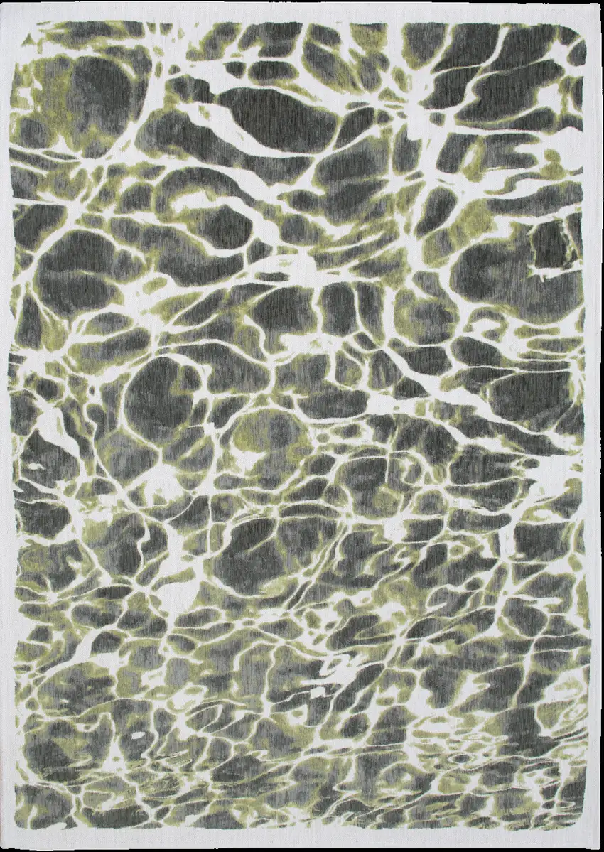 Green and White Abstract Non Skid Area Rug Photo 5