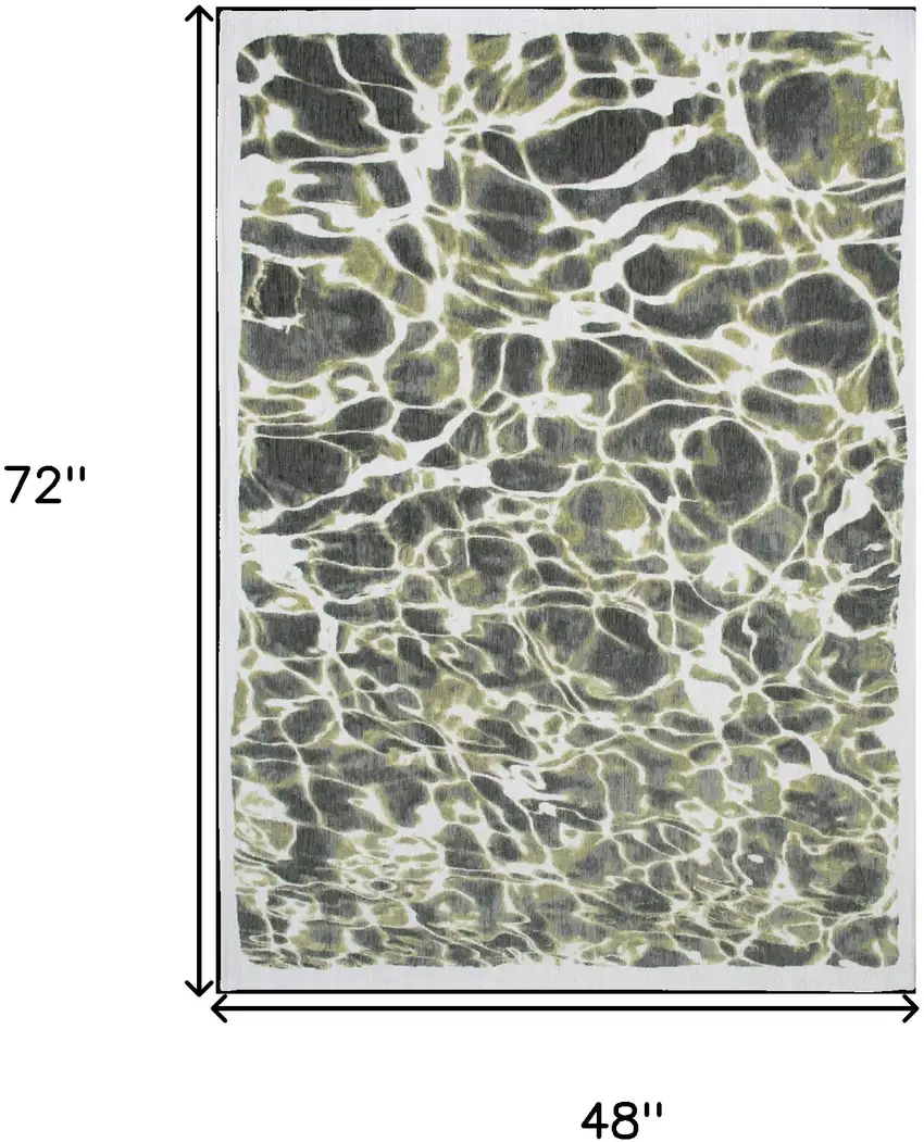 Green and White Abstract Non Skid Area Rug Photo 3