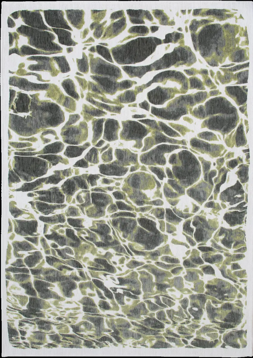 Green and White Abstract Non Skid Area Rug Photo 2