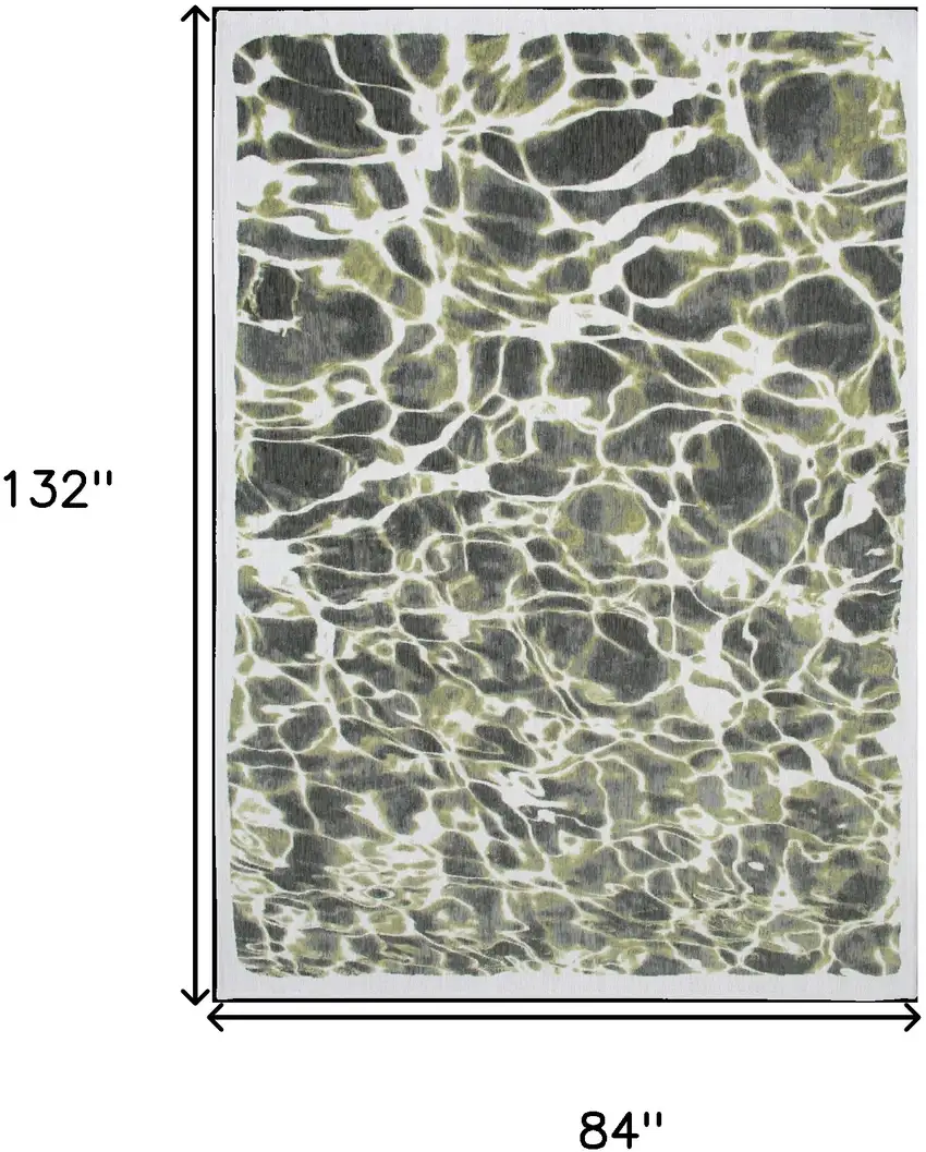 Green and White Abstract Non Skid Area Rug Photo 3