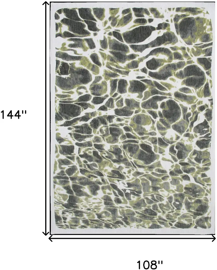 Green and White Abstract Non Skid Area Rug Photo 3
