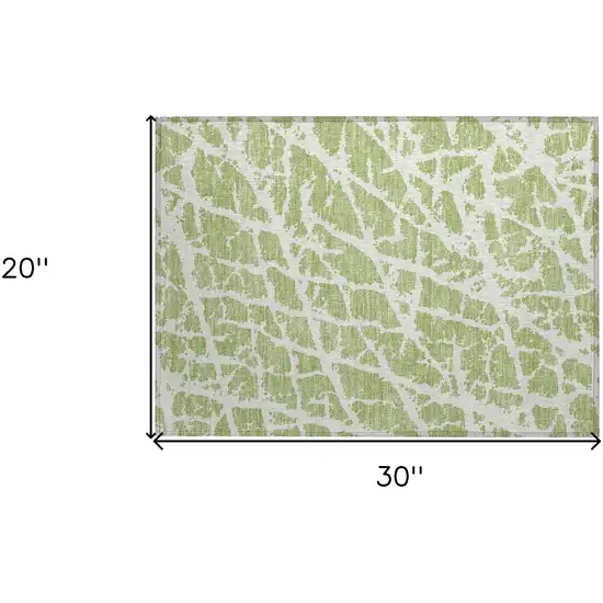Green and White Abstract Washable Non Skid Indoor Outdoor Area Rug Photo 3