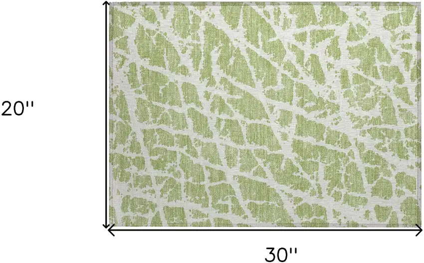 Green and White Abstract Washable Non Skid Indoor Outdoor Area Rug Photo 3