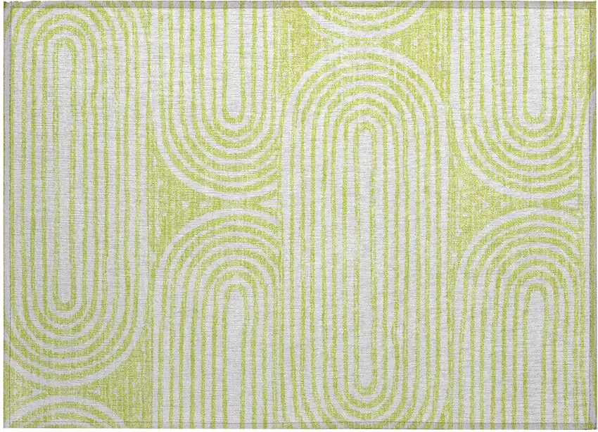 Green and White Abstract Washable Non Skid Indoor Outdoor Area Rug Photo 2