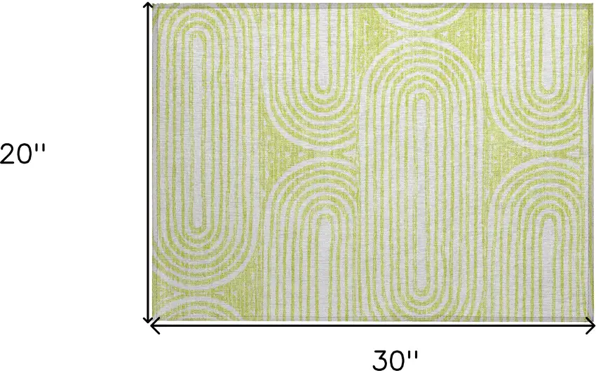 Green and White Abstract Washable Non Skid Indoor Outdoor Area Rug Photo 3