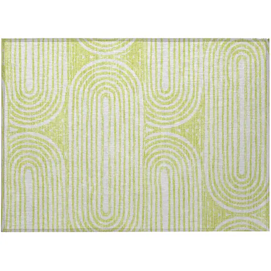 Green and White Abstract Washable Non Skid Indoor Outdoor Area Rug Photo 3