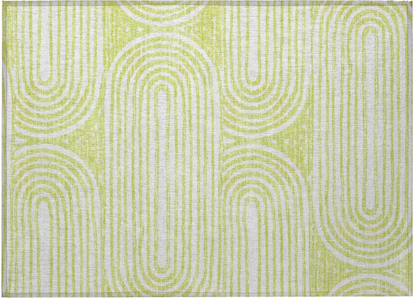 Green and White Abstract Washable Non Skid Indoor Outdoor Area Rug Photo 5