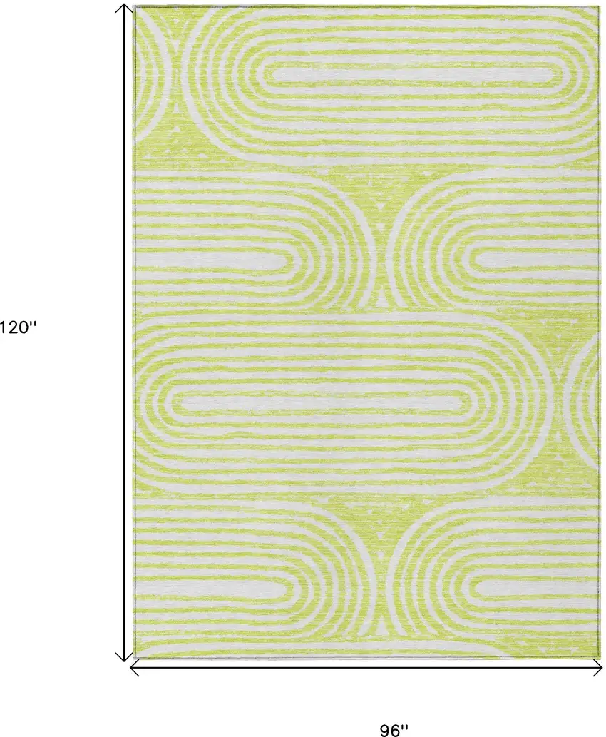 Green and White Abstract Washable Non Skid Indoor Outdoor Area Rug Photo 3