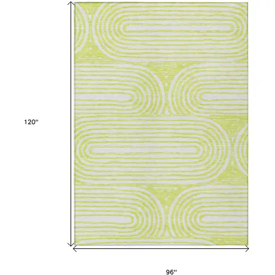 Green and White Abstract Washable Non Skid Indoor Outdoor Area Rug Photo 7