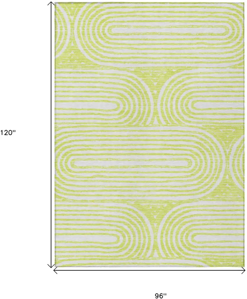 Green and White Abstract Washable Non Skid Indoor Outdoor Area Rug Photo 7