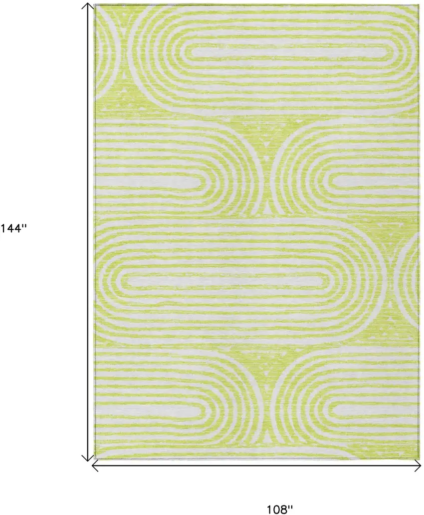Green and White Abstract Washable Non Skid Indoor Outdoor Area Rug Photo 3