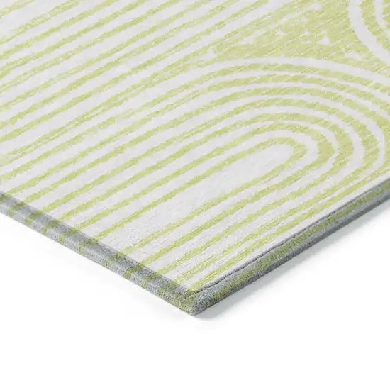 Green And White Abstract Washable Indoor Outdoor Area Rug Photo 7
