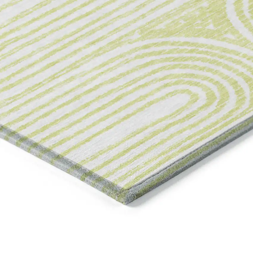 Green And White Abstract Washable Indoor Outdoor Area Rug Photo 6