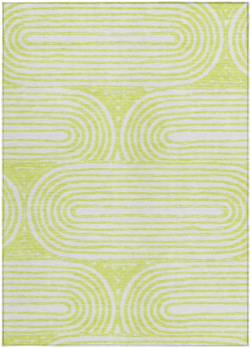 Green and White Abstract Washable Non Skid Indoor Outdoor Area Rug Photo 5