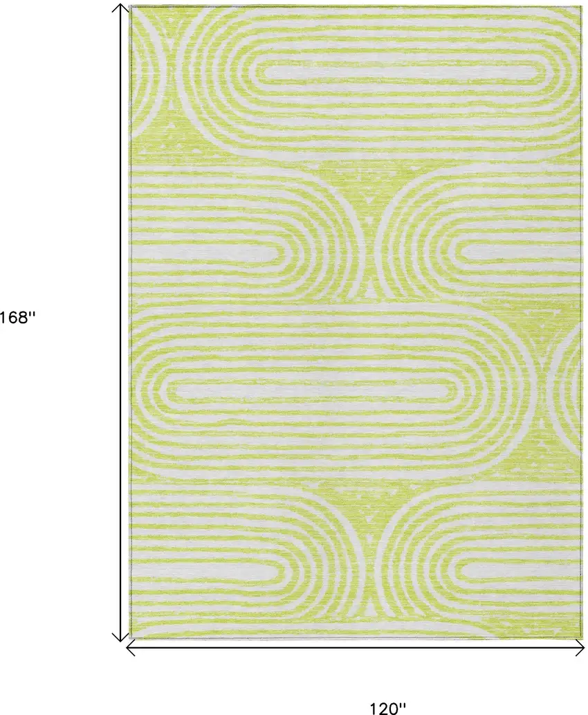 Green and White Abstract Washable Non Skid Indoor Outdoor Area Rug Photo 3