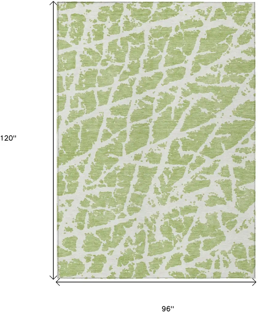 Green and White Abstract Washable Non Skid Indoor Outdoor Area Rug Photo 3