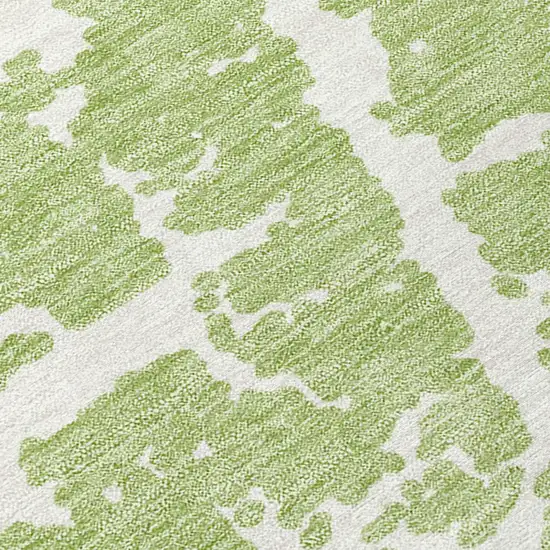 Green And White Abstract Washable Indoor Outdoor Area Rug Photo 8