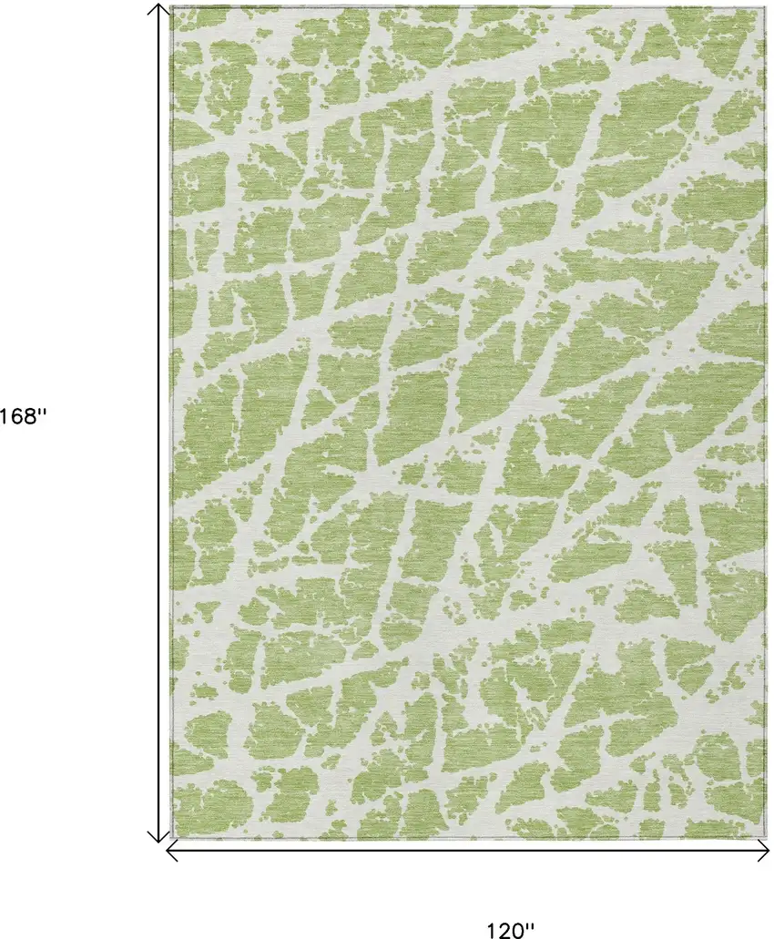 Green and White Abstract Washable Non Skid Indoor Outdoor Area Rug Photo 3