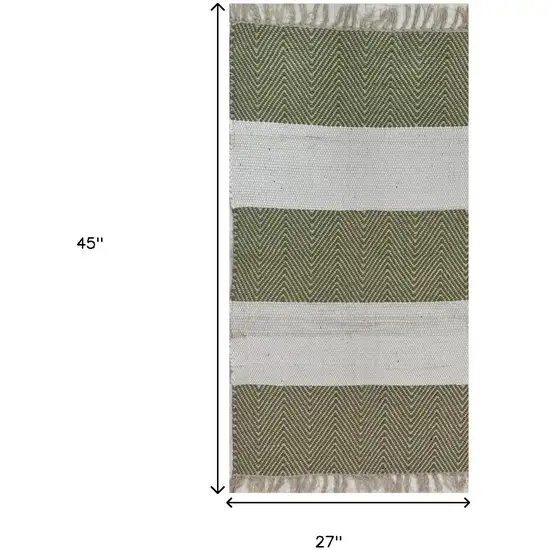Green And White Hand Woven Area Rug Photo 3