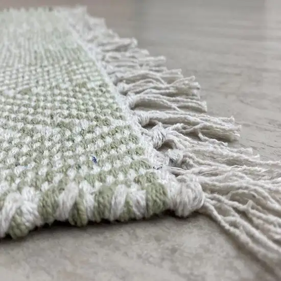 Green and White Chevron Striped Area Rug Photo 2