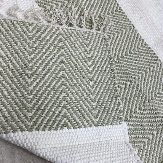 Green and White Chevron Striped Area Rug Photo 4