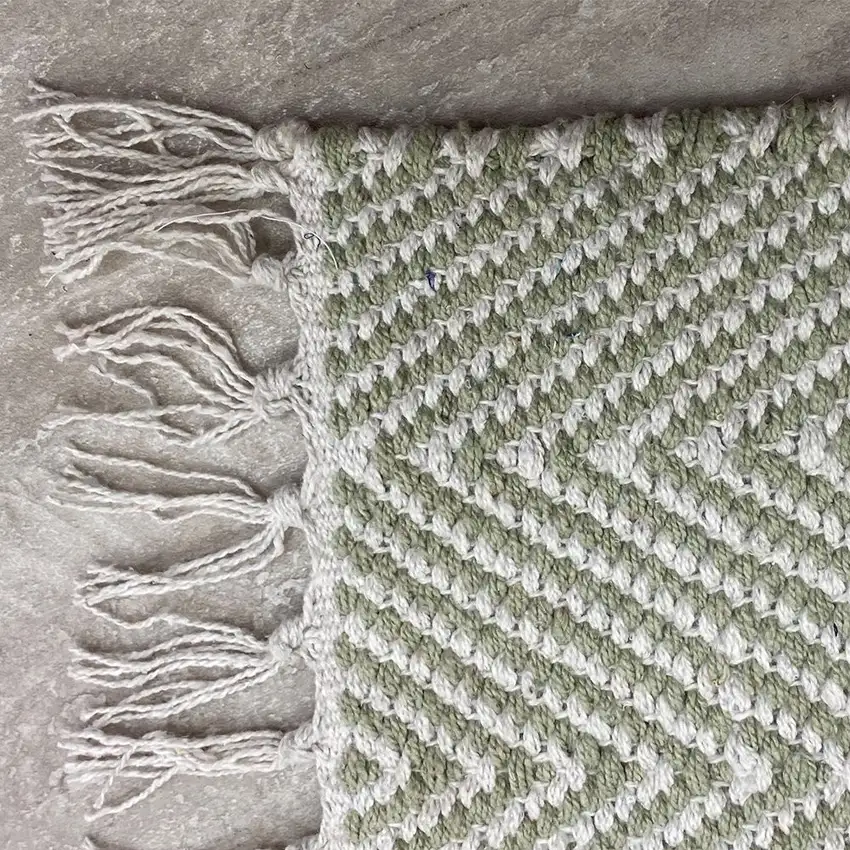 Green and White Chevron Striped Area Rug Photo 5