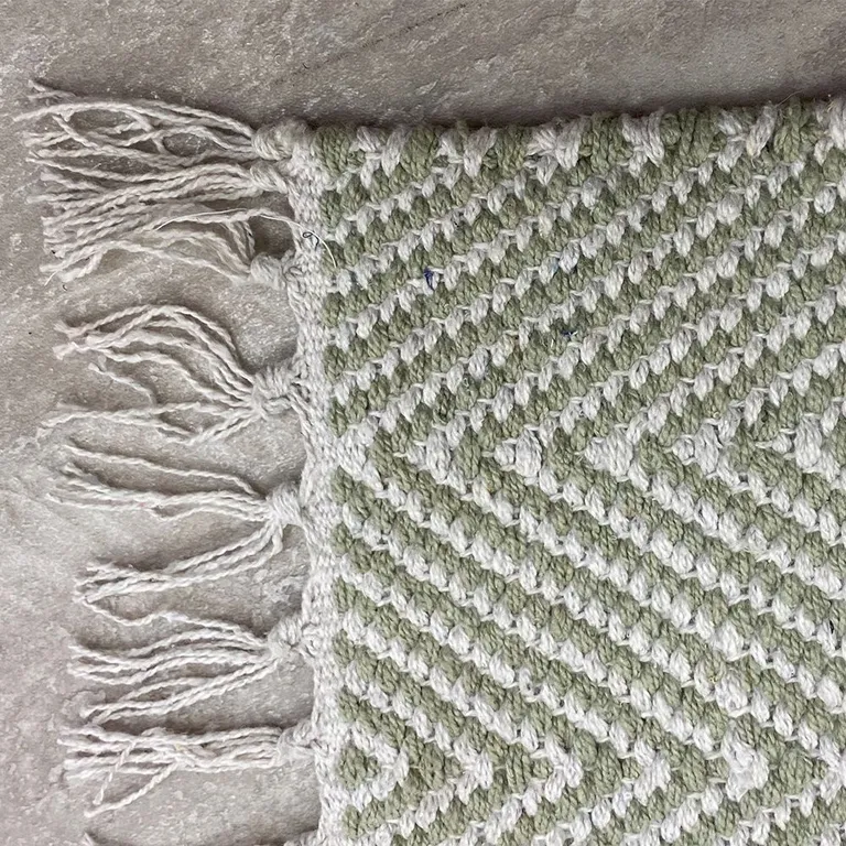 Green and White Chevron Striped Area Rug Photo 5