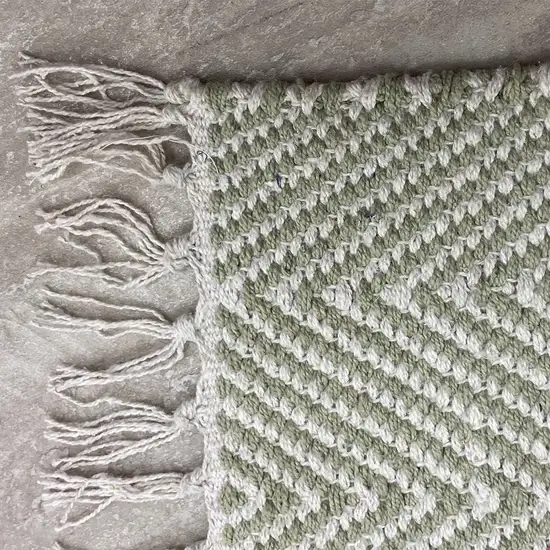 Green and White Chevron Striped Area Rug Photo 5