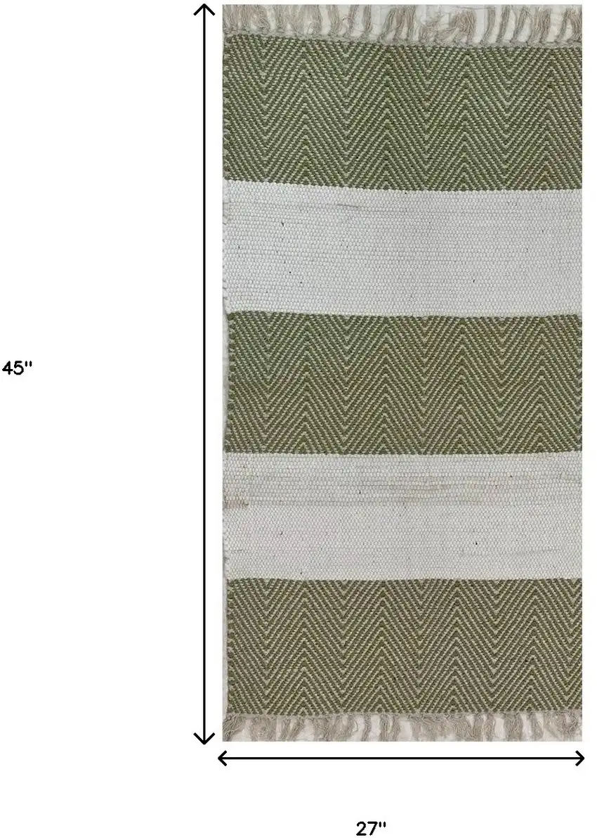 Green and White Chevron Striped Area Rug Photo 7