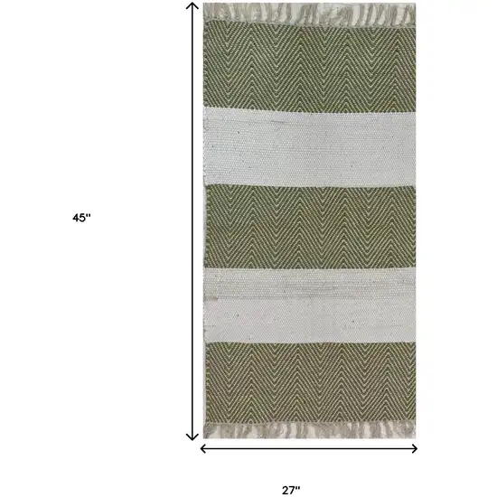 Green and White Chevron Striped Area Rug Photo 7